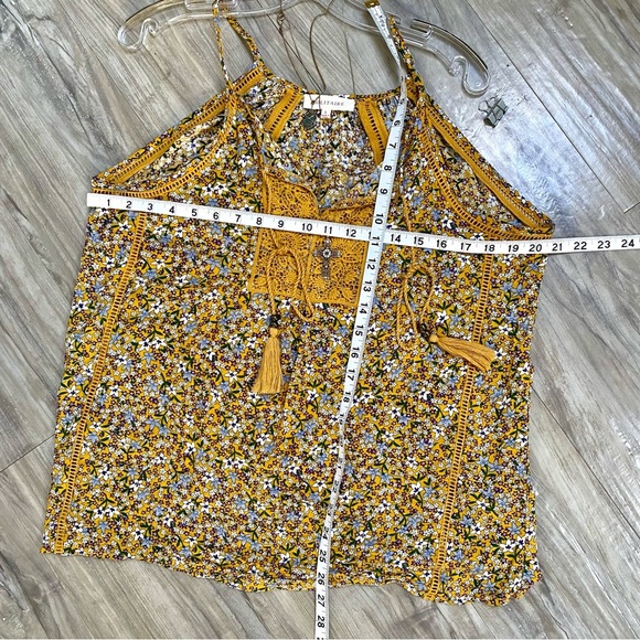 Forget me not floral Anthropologie Solitaire sleeves boho blouse w prairie vibe - Picture 2 of 13